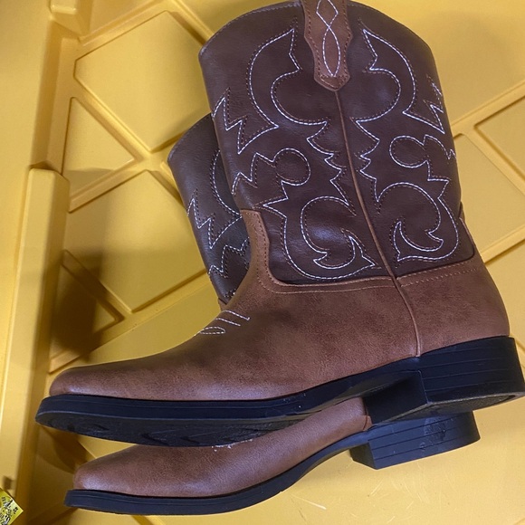 Wonder Nation Brown Western Boots Big kid Boys 6 Cowboy Boots - Picture 4 of 10